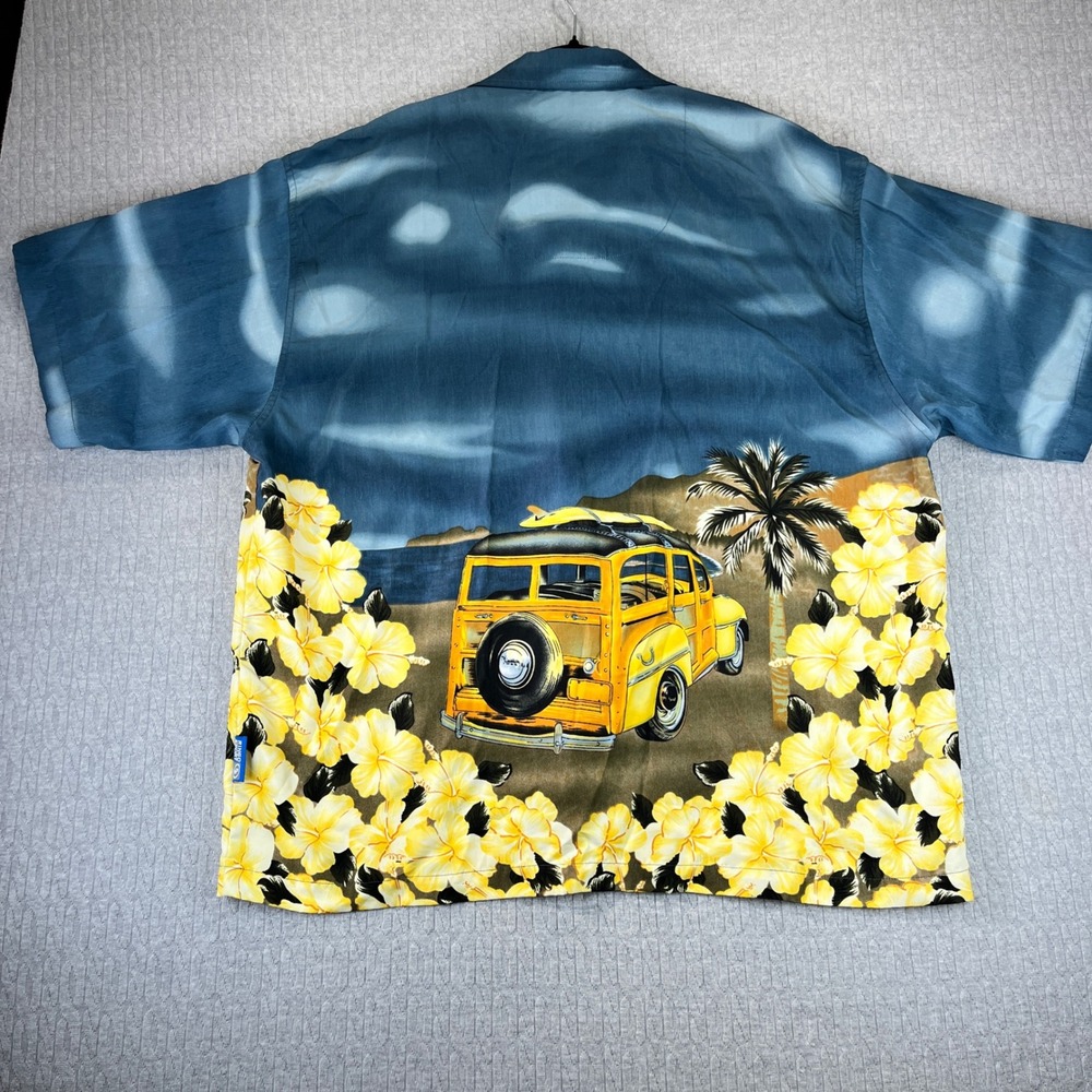 Classic car, hot rod XL Hawaiian Shirt Woodie‎ Car Hibiscus Camp Aloha Cruise